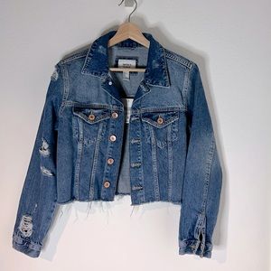 Forever 21 Denim Collection blue distressed jean jacket NWT size small